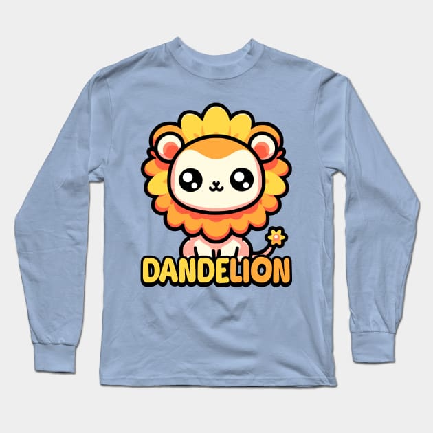 Dandelion! Cute Flower Lion Pun Long Sleeve T-Shirt by Cute And Punny